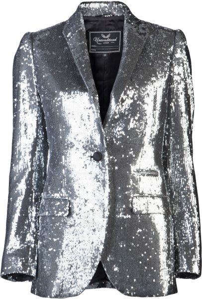 Unconditional Sequin Blazer in Silver | Lyst