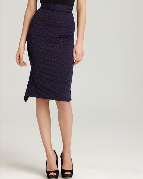 Zac Posen Stretch Jacquard Pencil Skirt in Black (purple leopard) | Lyst