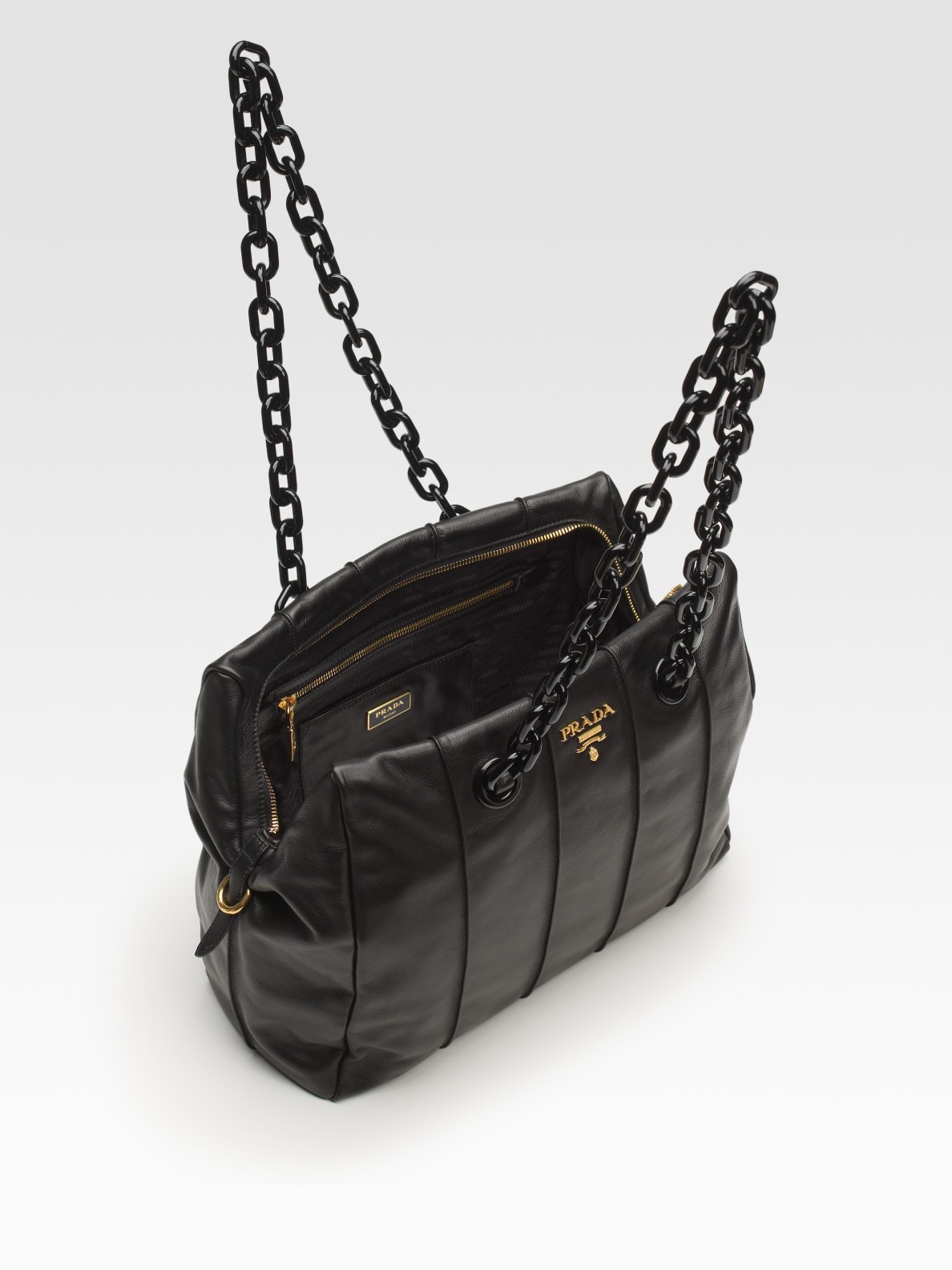 aaa replica handbags suppliers - Prada Soft Calf Chain Bag in Black | Lyst