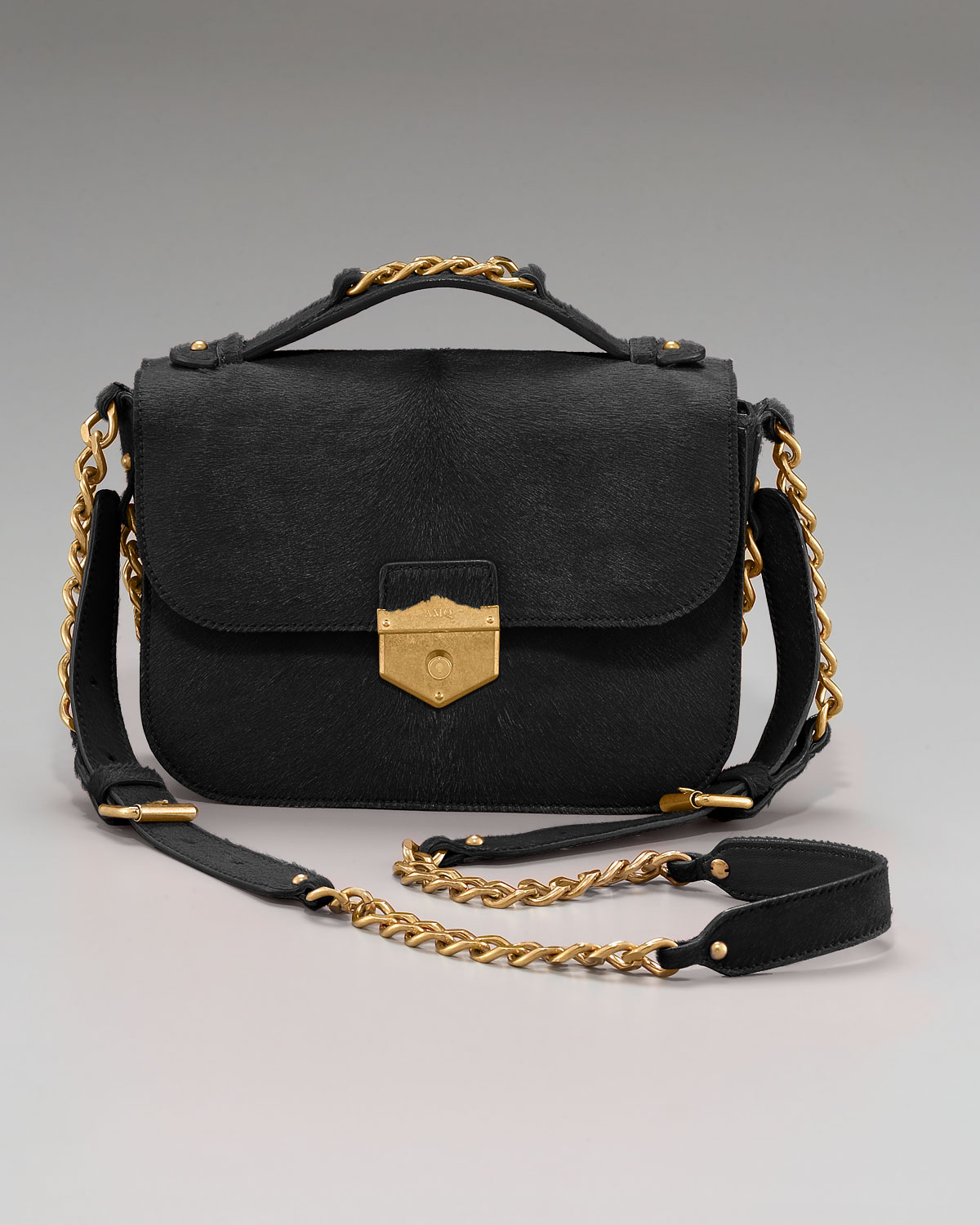 Lyst Alexander mcqueen Calf Hair Crossbody Bag Medium in Black
