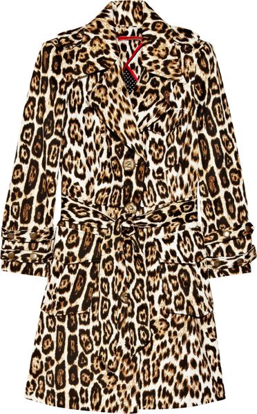 Alice + Olivia Leopard-print Stretch-cotton Trench Coat in Animal | Lyst