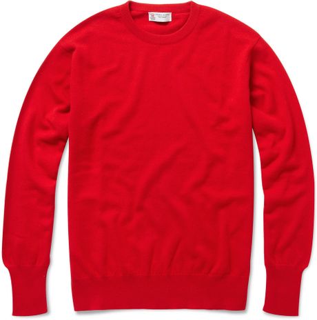 Turnbull & Asser Cashmere Crew Neck Sweater in Red for Men | Lyst