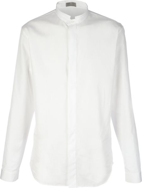 Dior Mandarin Collar Shirt in White for Men | Lyst