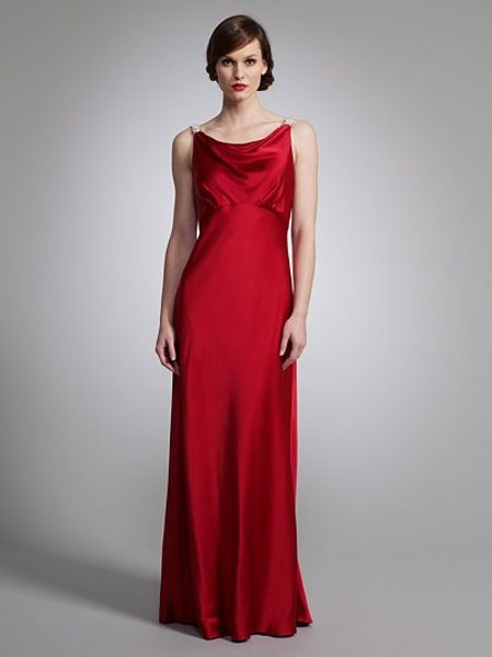 John Lewis Satin Cowl Back Long Dress in Red | Lyst