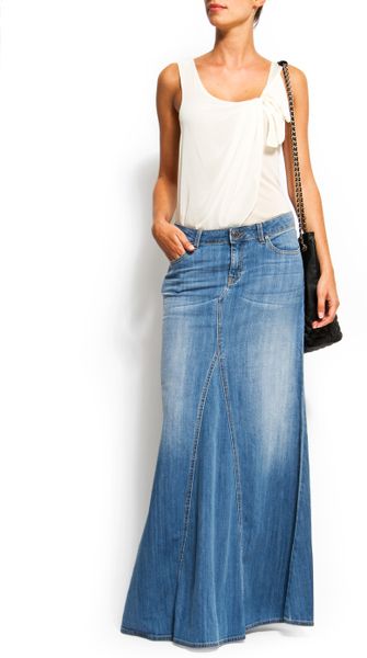 Mango Mermaid-shape Long Denim Skirt in Blue (97) | Lyst