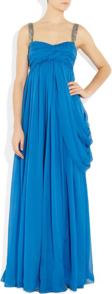 Matthew Williamson Embellished Silk-Chiffon Gown in Blue | Lyst