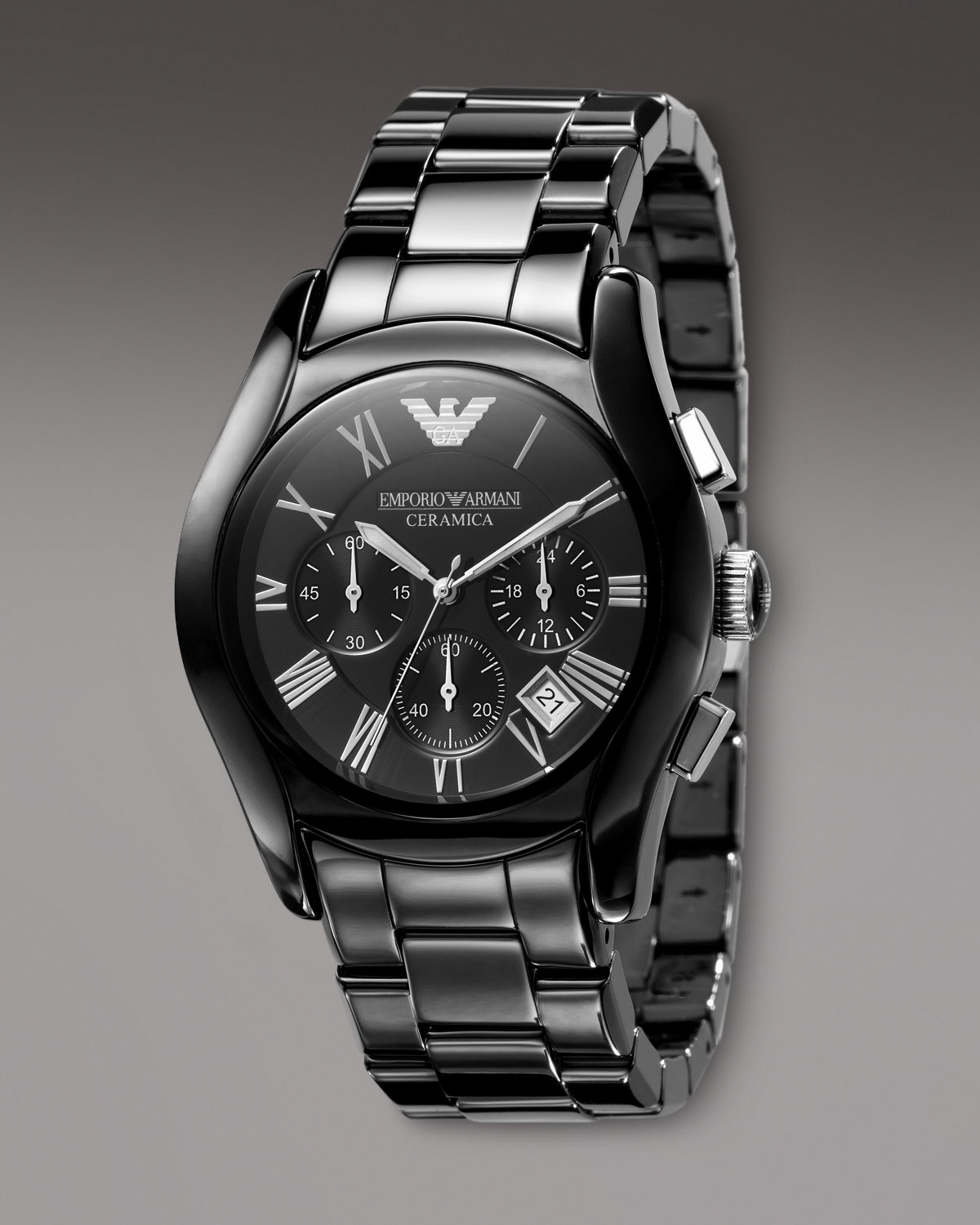 Emporio Armani Ceramic Watch, Black in Silver for Men | Lyst