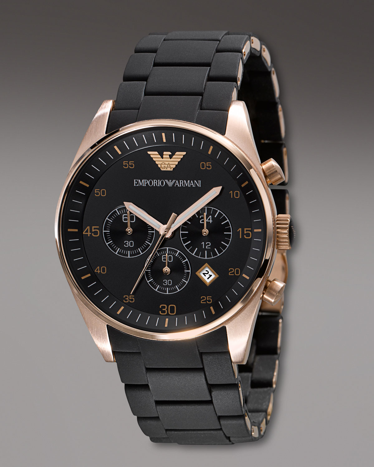Lyst - Emporio Armani Silicon-bracelet Chronograph Watch in Black for Men