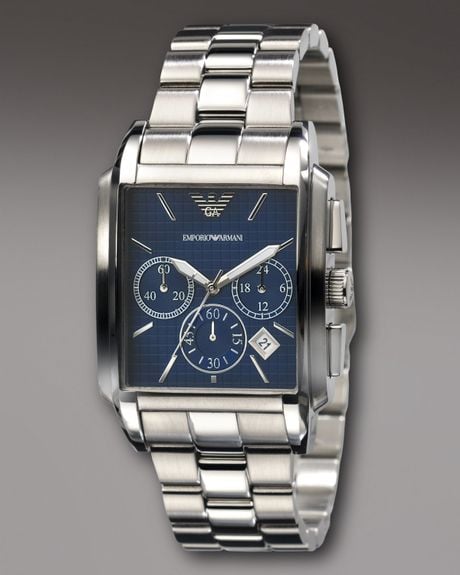 Emporio Armani Square Chronograph Watch in Silver for Men | Lyst