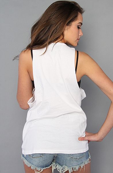 Obey The Cut Off Armhole Tank in White | Lyst