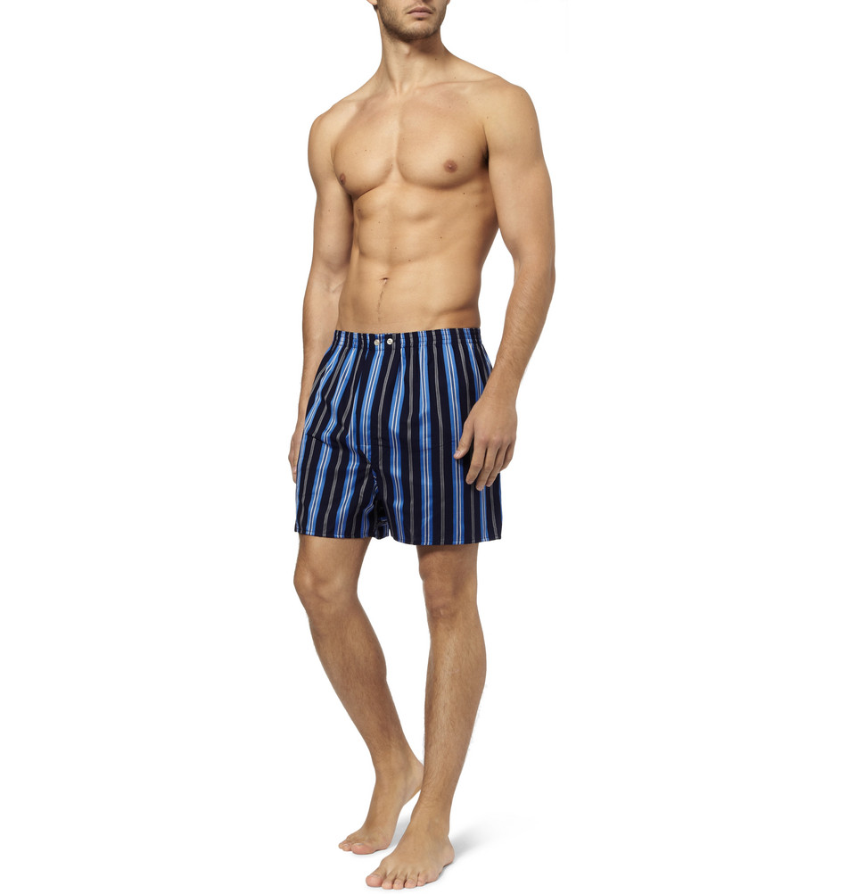 Derek rose Striped Cotton Boxer Shorts in Blue for Men | Lyst