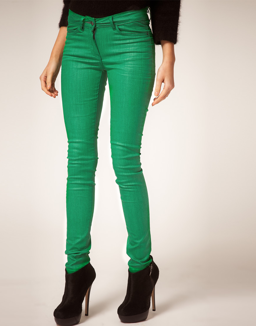 green high rise jeans