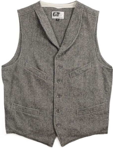 Engineered Garments Shawl Collar Cinch Vest Grey Herringbone in Gray ...