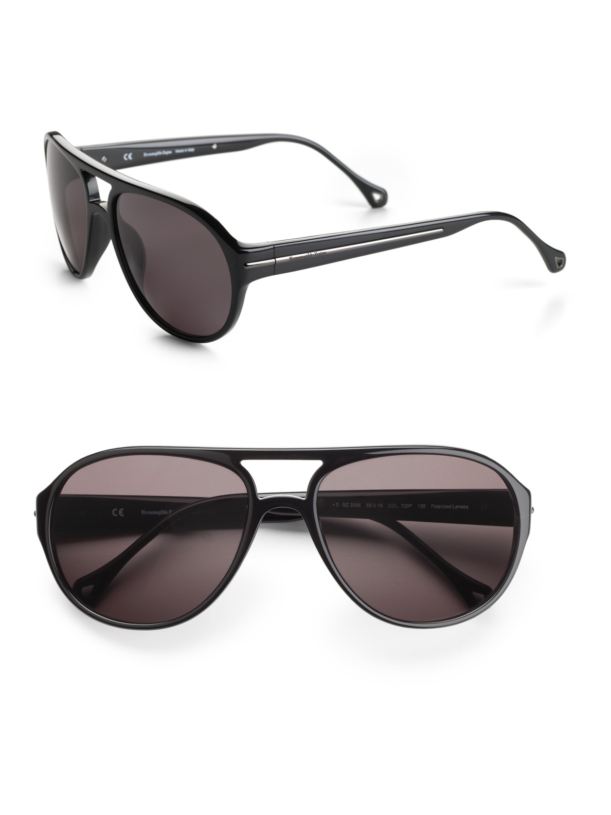 Ermenegildo Zegna Resin Aviator Sunglasses in Black for Men | Lyst