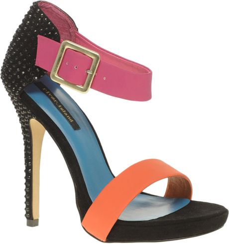 River Island Diamante Double Strapped Heeled Shoes in Multicolor ...