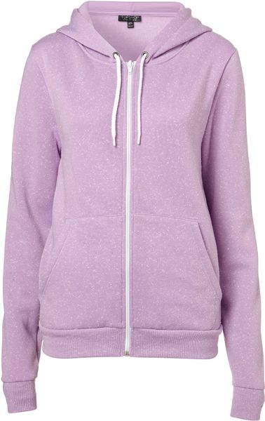 Topshop Zip Hoody in Purple (lavender) | Lyst