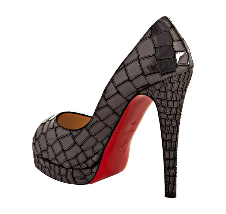buy replica shoes online - Christian louboutin Grey Patent Leather Sobek 140 Mosaic Peep Toe ...