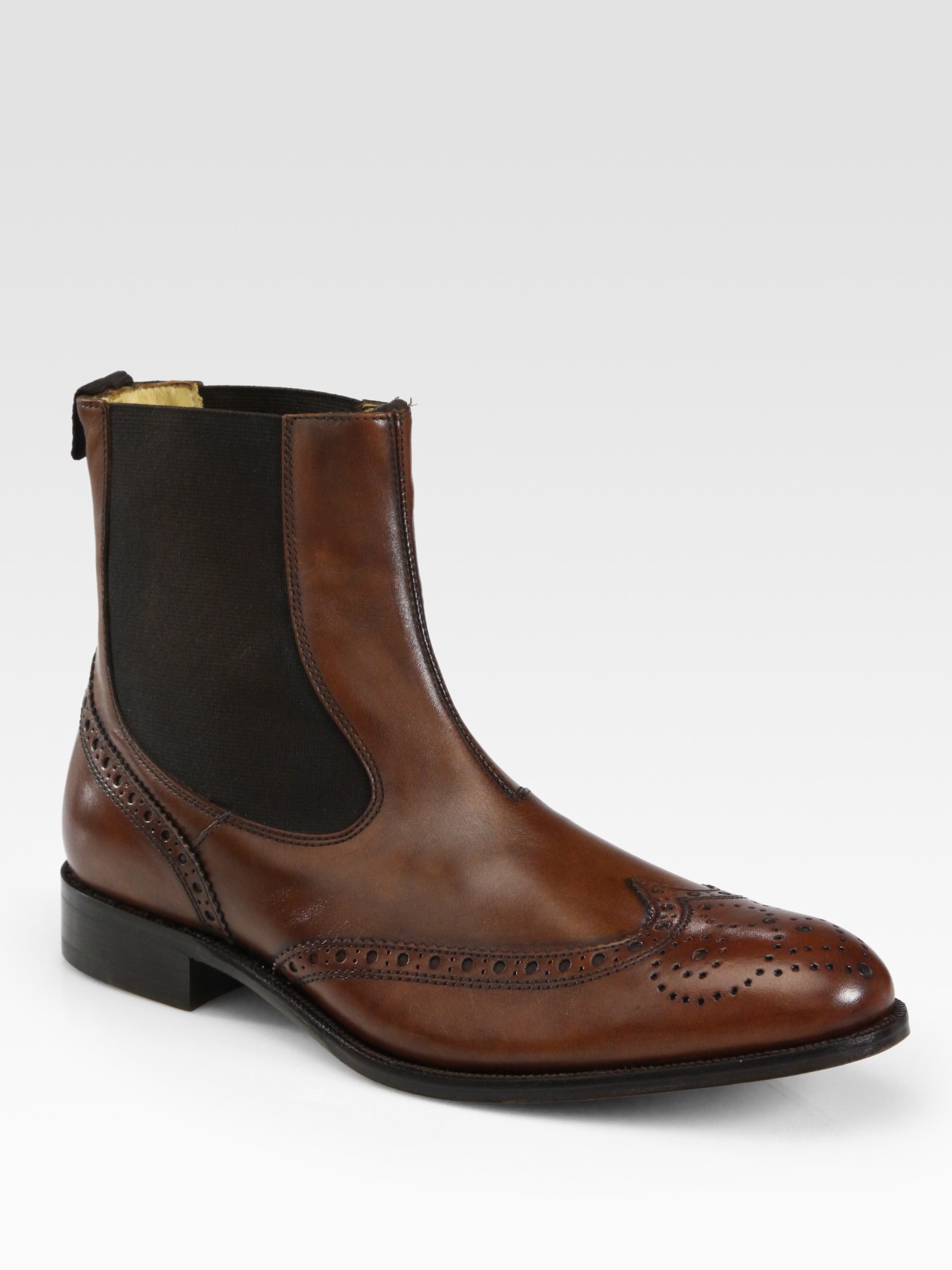 Saks Fifth Avenue Men Collection Lennon Chelsea Boots in Brown for Men ...