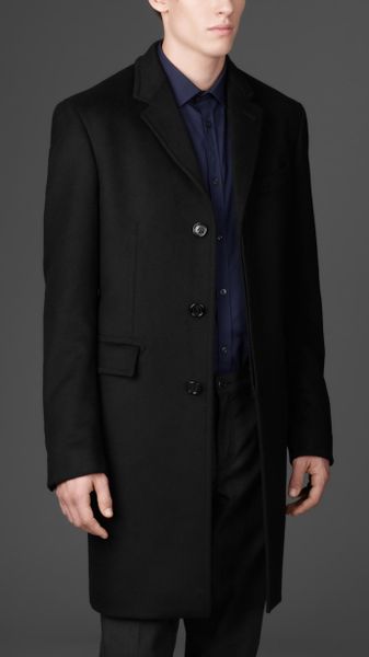 Burberry Long Wool Cashmere Top Coat in Black for Men | Lyst
