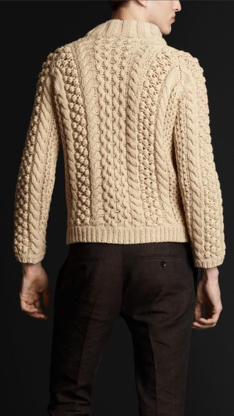 Burberry Prorsum Chunky Cable Knit Sweater in Beige for Men (trench ...