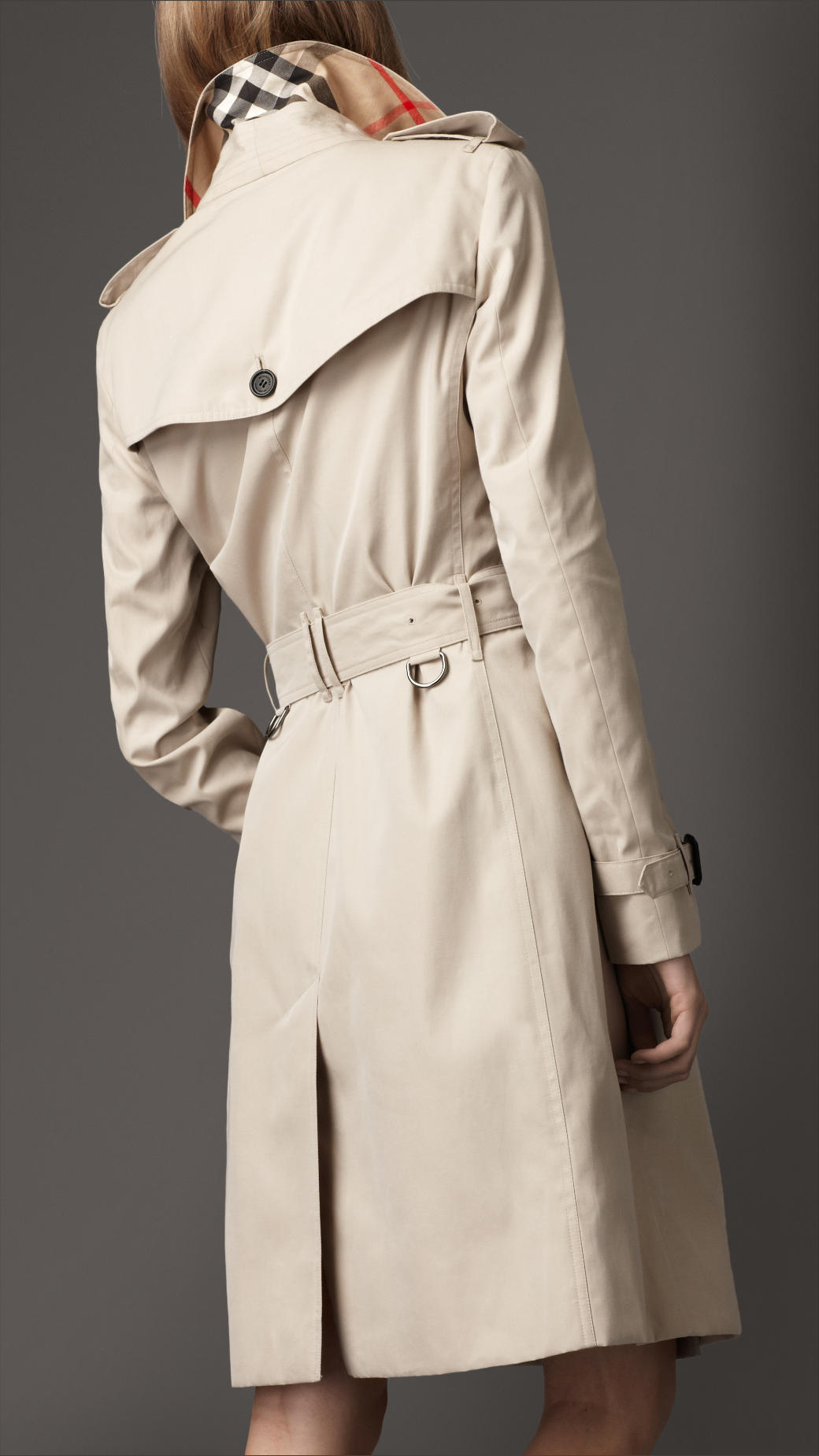 Burberry Long Cotton Trench Coat in Natural | Lyst