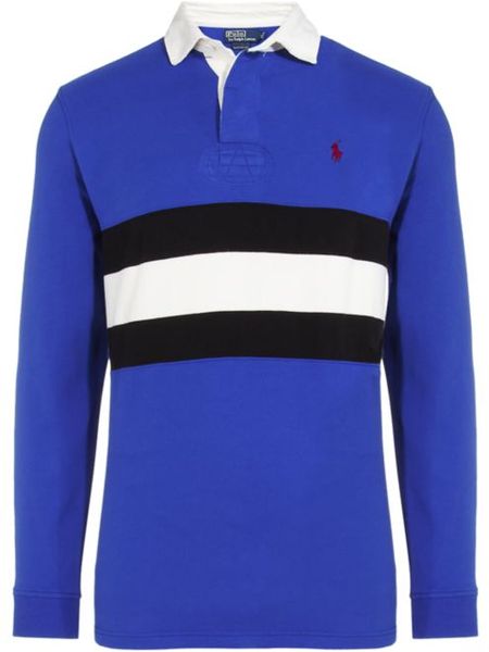 Polo Ralph Lauren Striped Rugby Jersey in Blue for Men | Lyst