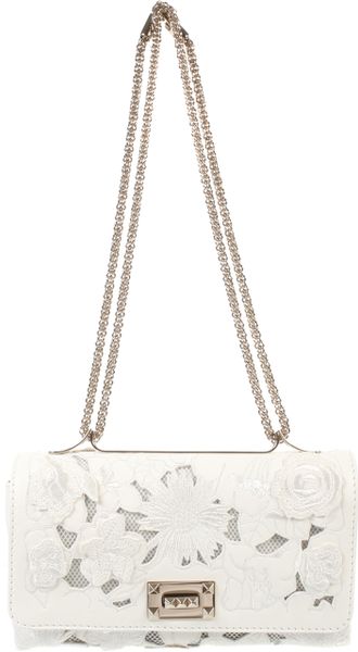 Valentino White Lace and Leather Girello Bag in White | Lyst