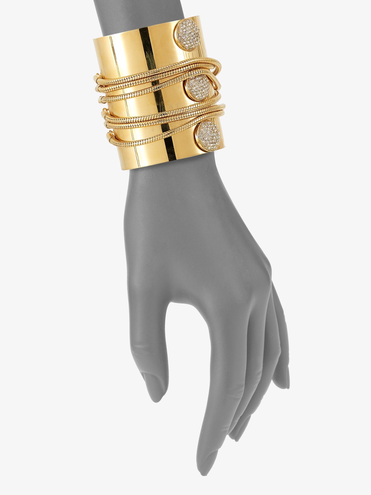 Abs by allen schwartz Pavé Stone Chain Cuff Bracelet in Metallic Lyst