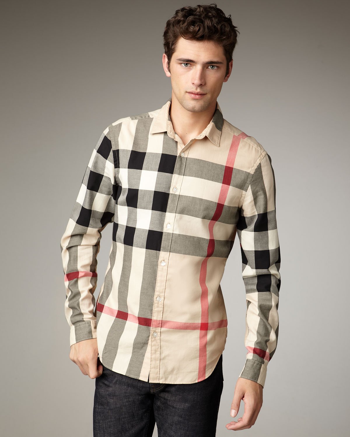 Lyst - Burberry brit Quad-check Woven Shirt in Natural for Men