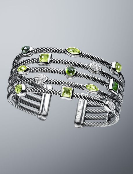 David Yurman Green Stone Confetti Five Row Bracelet in Green (null) | Lyst