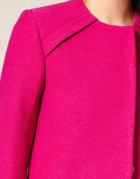 Boutique By Jaeger Cocoon Wool Coat in Pink (hotpink) | Lyst