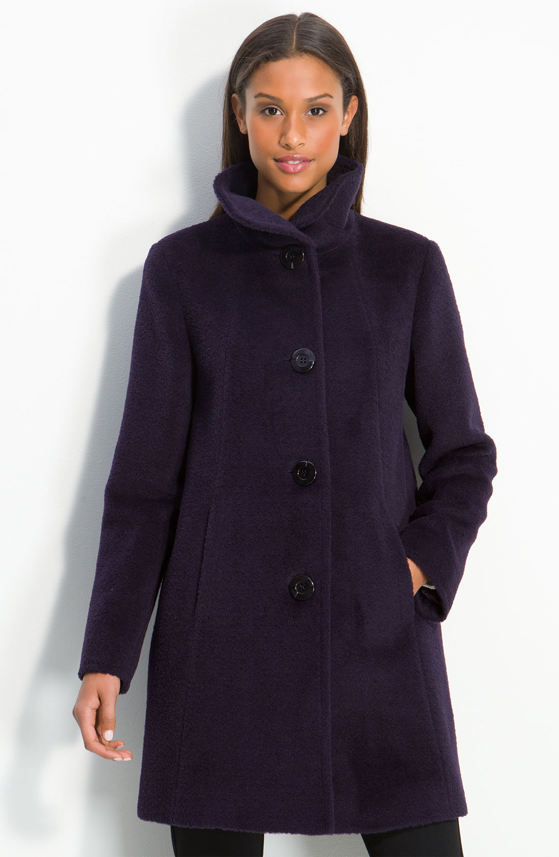 Ellen Tracy Three Quarter Coat in Purple (plum) | Lyst