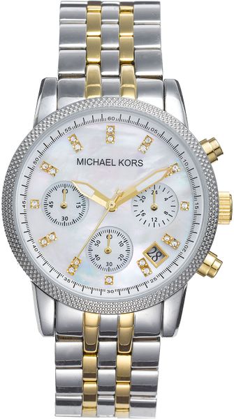 Michael Michael Kors Mother Of Pearl Chronograph Watch in Gold (two ...