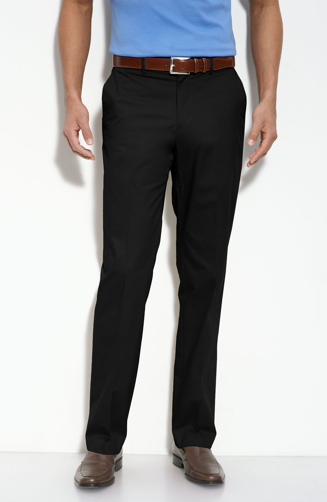 Michael Kors Stretch Flat Front Twill Pants in Black for Men | Lyst