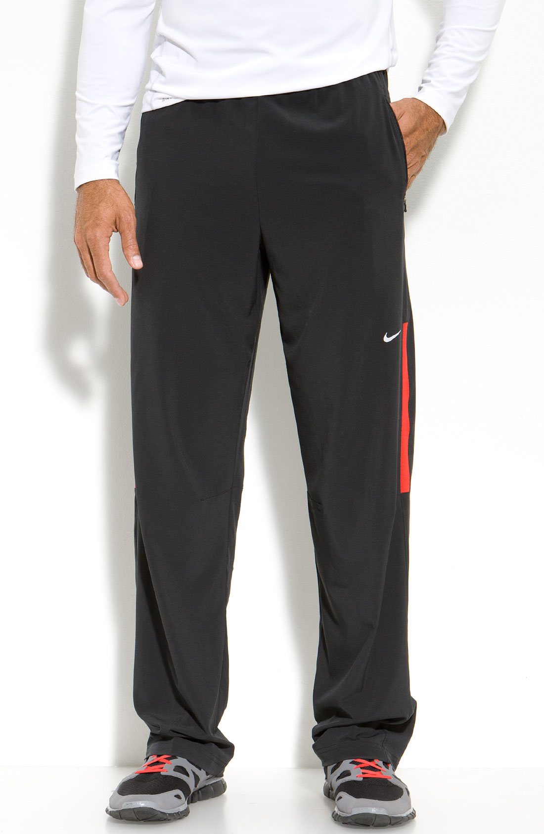 nike black and red tracksuit bottoms