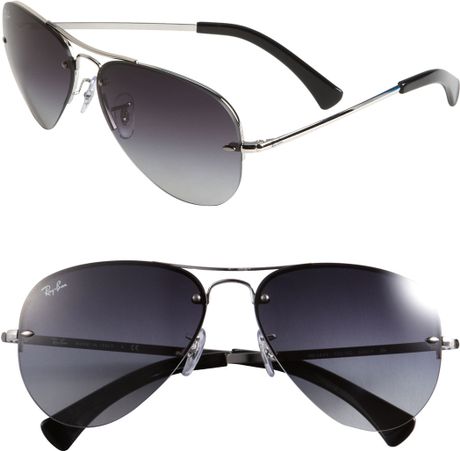 Ray-ban 59Mm Semi Rimless Aviator Sunglasses in Gray