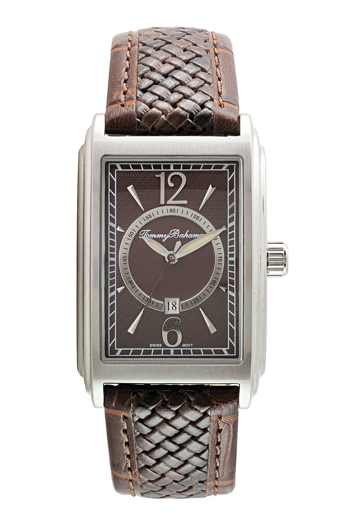 Tommy Bahama Islander Rectangular Case Leather Strap Watch in Brown for ...