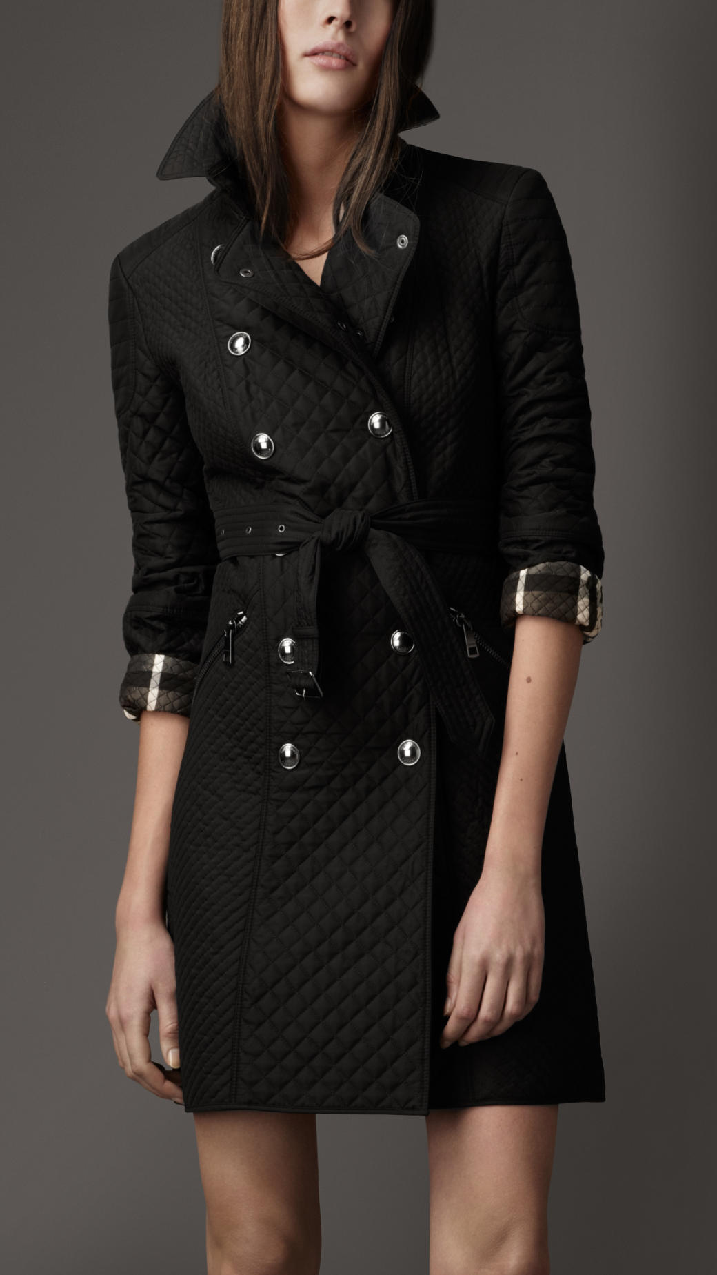 Burberry Quilted Taffeta Trench Coat in Black | Lyst