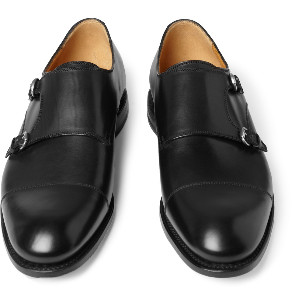 Gucci Double Monk-strap Leather Shoes in Black for Men - Lyst