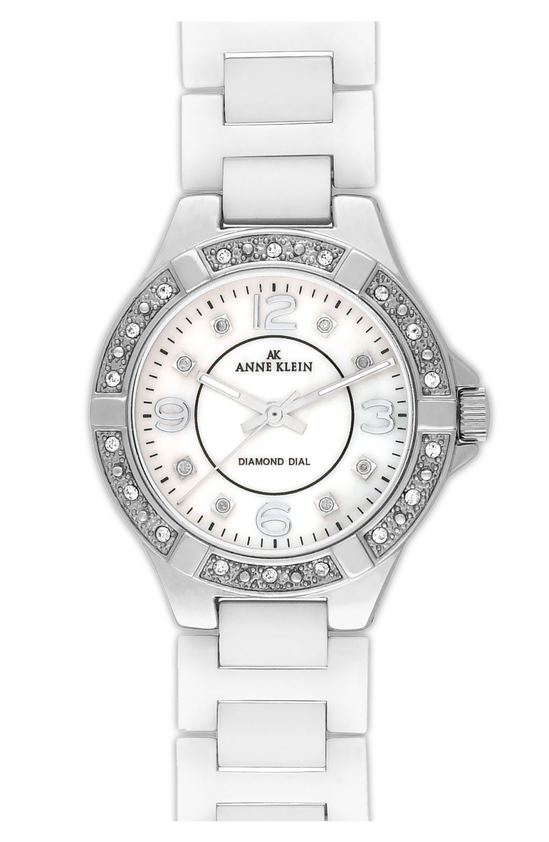 Ak Anne Klein Diamond Dial Ceramic Watch in White (silver/ white) | Lyst