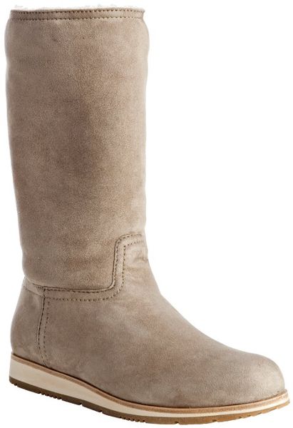 Prada Sport Beige Suede Shearling Lined Boots in Beige | Lyst