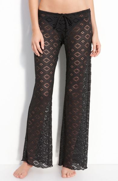 Becca Crochet Cover-up Pants in Black (onyx) | Lyst