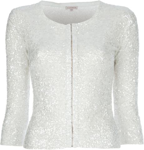 P.a.r.o.s.h. Sequin Cardigan in White | Lyst