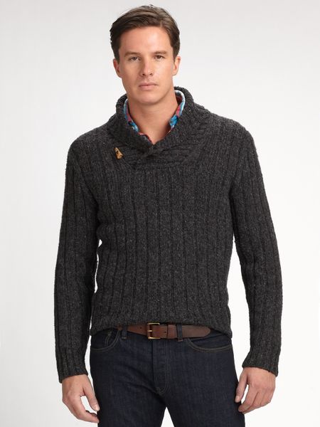 Polo Ralph Lauren Donnegal Shawl Collar Sweater in Gray for Men ...