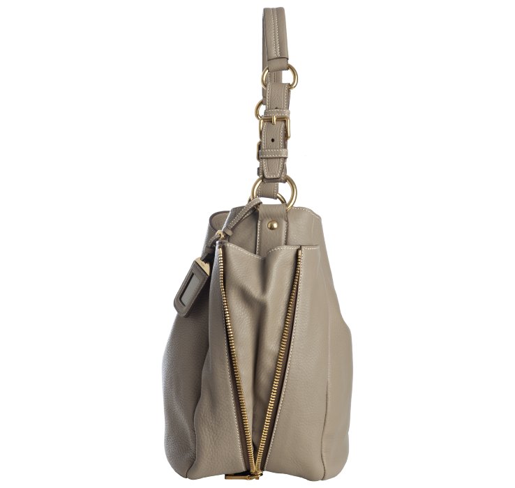 Prada Pebbled Deerskin Zipper Detail Shoulder Bag in Gray (taupe ...  