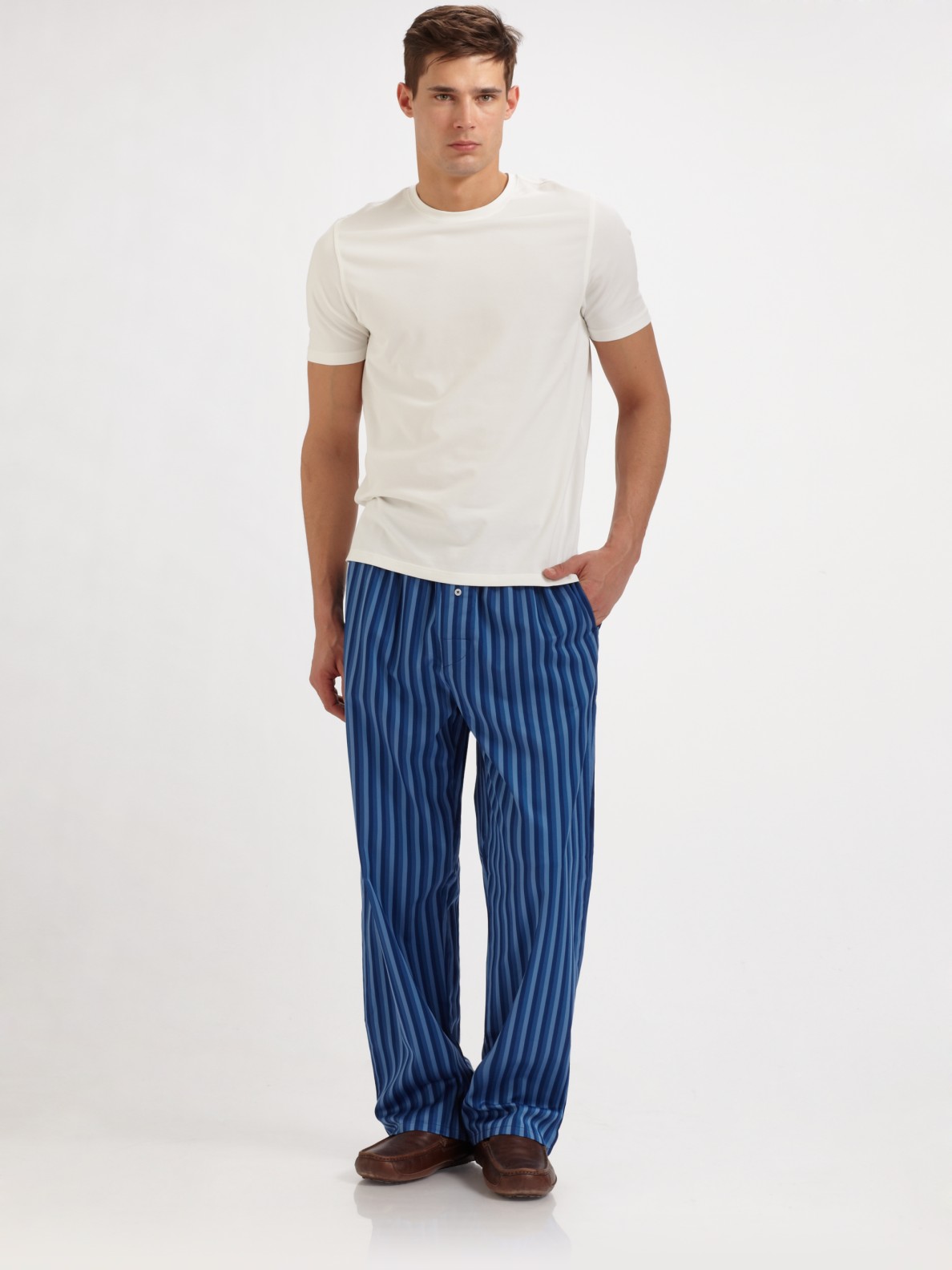 Robert Graham Satin-stripe Pajama Pants in Blue for Men (navy) | Lyst