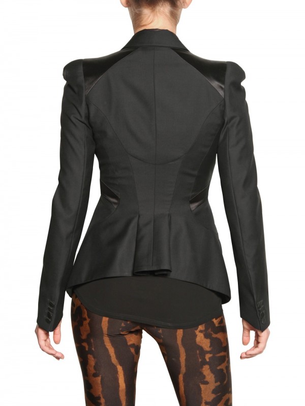 Lyst - Alexander Mcqueen Satin Profile Cool Wool Tuxedo Jacket in Black