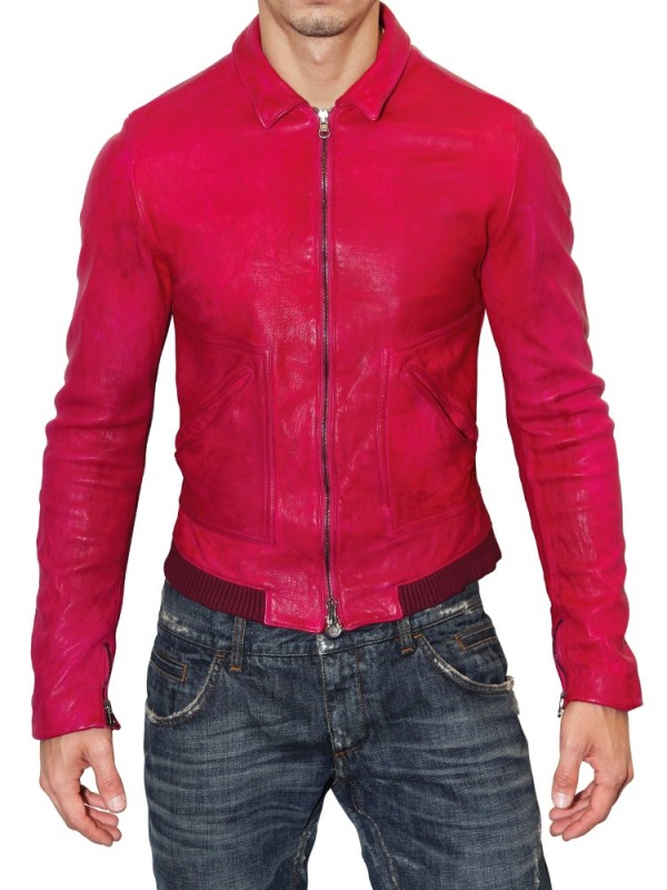 Mens Pink Leather Jacket - Jacket To