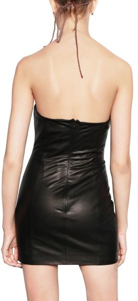 Dsquared² Strapless Nappa Leather Dress in Black | Lyst