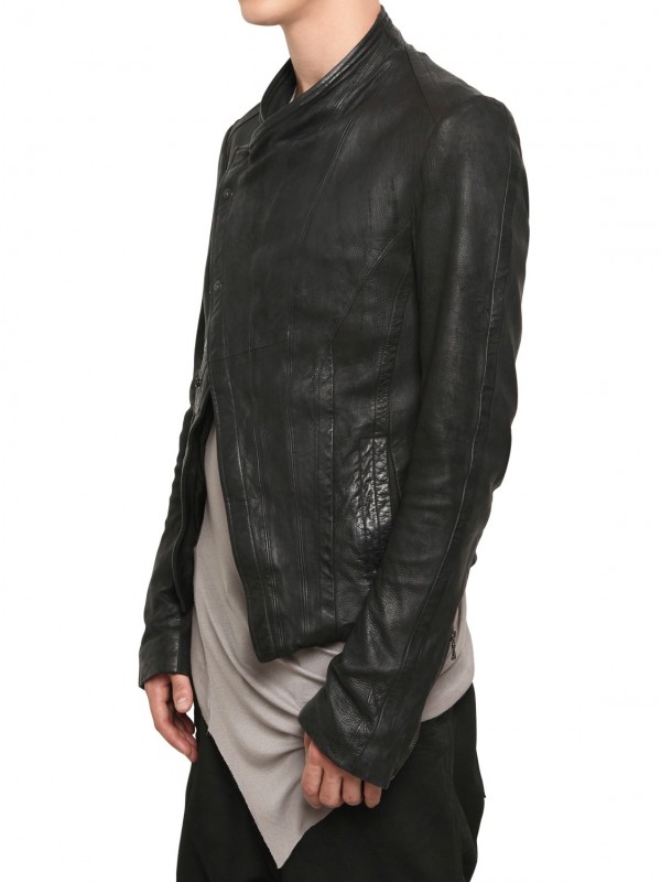 Julius Cowhide Asymmetrical Leather Jacket in Black for Men | Lyst